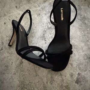Brand New Annie Sandal Larroude Elegant Black Suede Heels